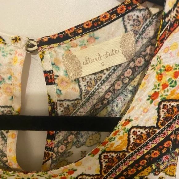 New Altar’d State dress Small Shift Boho Cottagecore Floral Sleeveless Mini - Picture 5 of 9